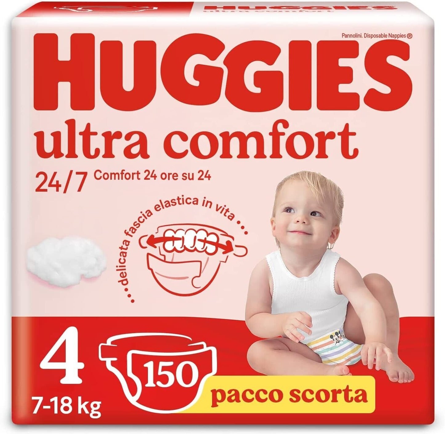 Huggies Ultra Comfort Windeln, Größe 4 (7–18 kg), Packung mit 150 Windeln 