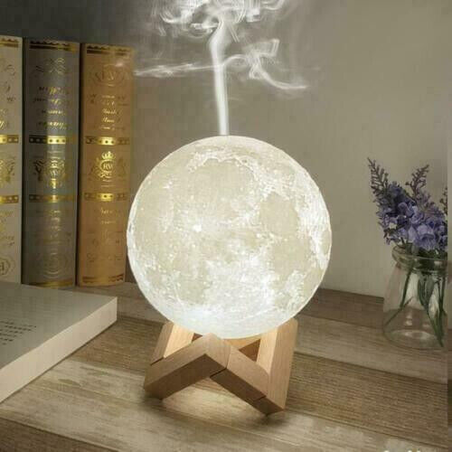 UMIDIFICATORE ULTRASUONI LAMPADA LUNA LUCE LED AROMATERAPIA DIFFUSORE AROMI FUMO