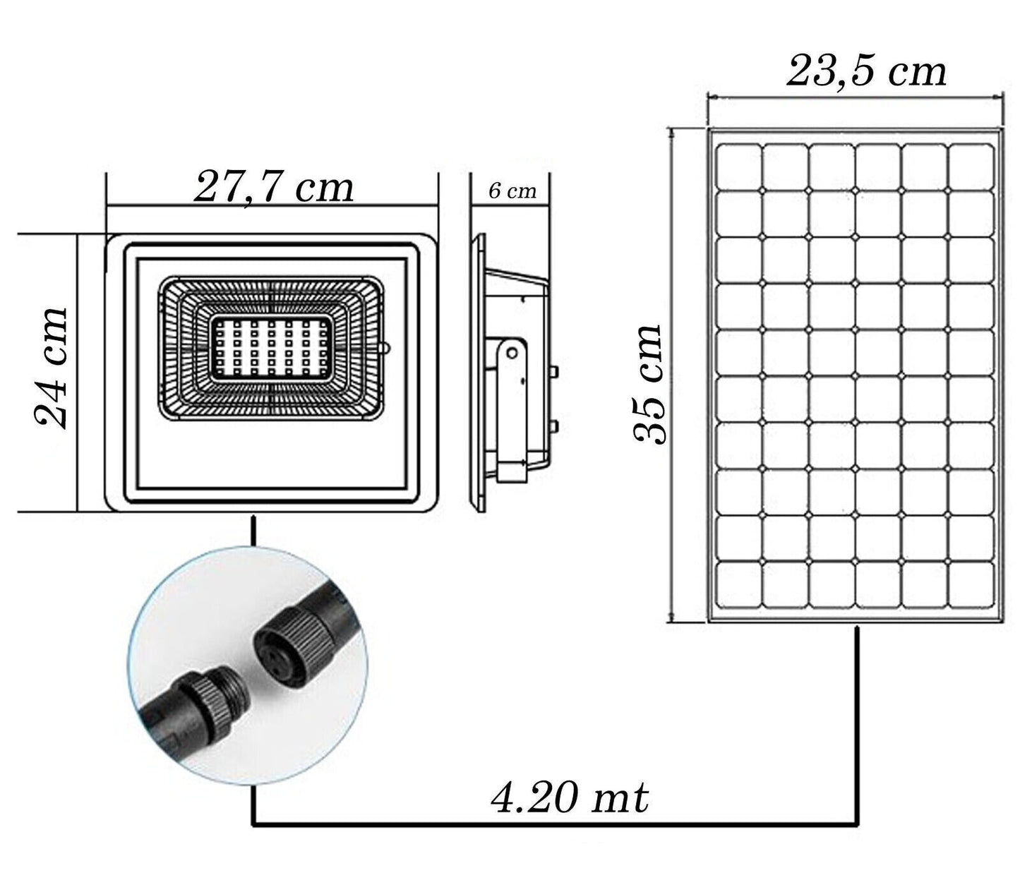 Faro LED Solare 100W Con Pannello Solare Indicatore Carica Luce Fredda Clicled