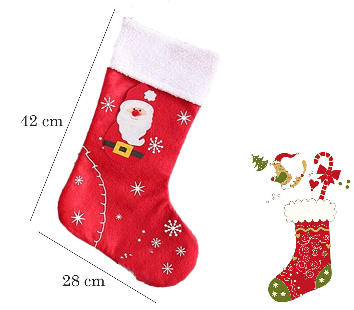 Calza Della Befana Vuota Set 3PZ Calza Natale Da Appendere Decorazioni Natalizie