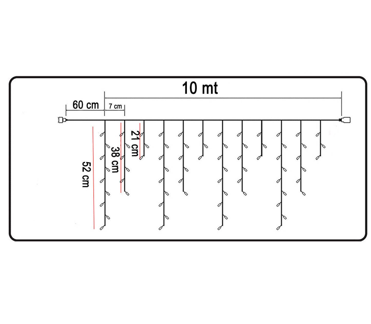 Tenda Luminosa Natalizia 10M 300 LED Bianco Freddo Cascata Luminosa Prolungabile