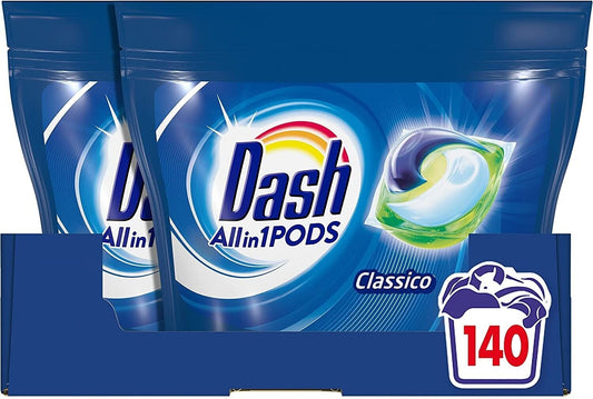 Dash Pods Detersivo Lavatrice In Capsule 140 Lavaggi 2x70 Macchie Brillantezza