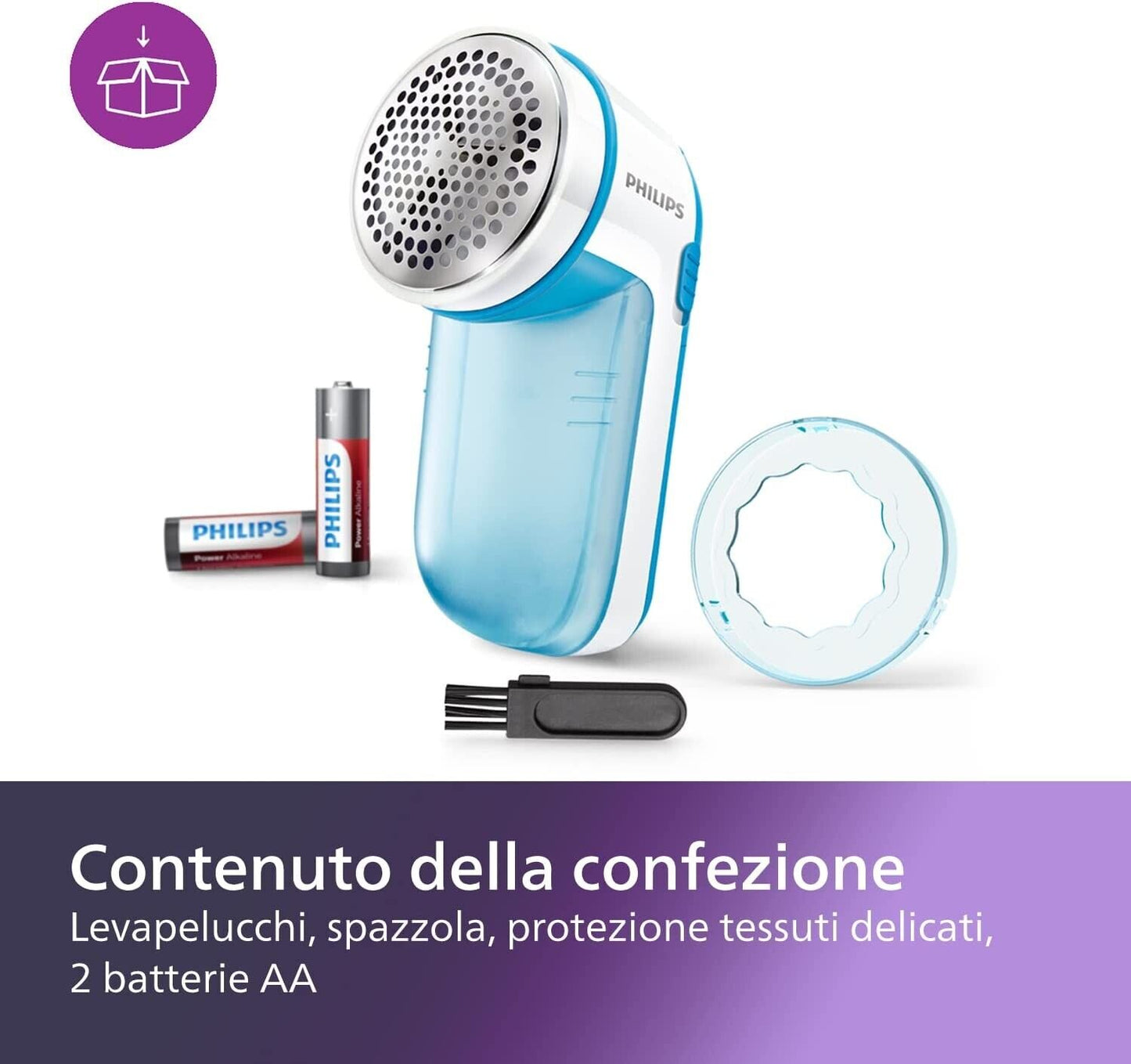 Philips Levapelucchi Elettrico - Leva Pallini per Vestiti, Blu (GC026/00)