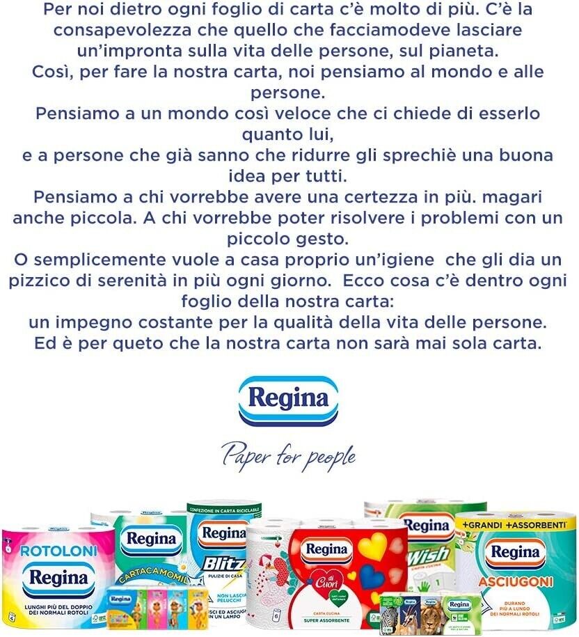 Rotoloni Regina 42 Rotoli, Maxi Pack scorta 100% Ita, Carta igienica di qualità