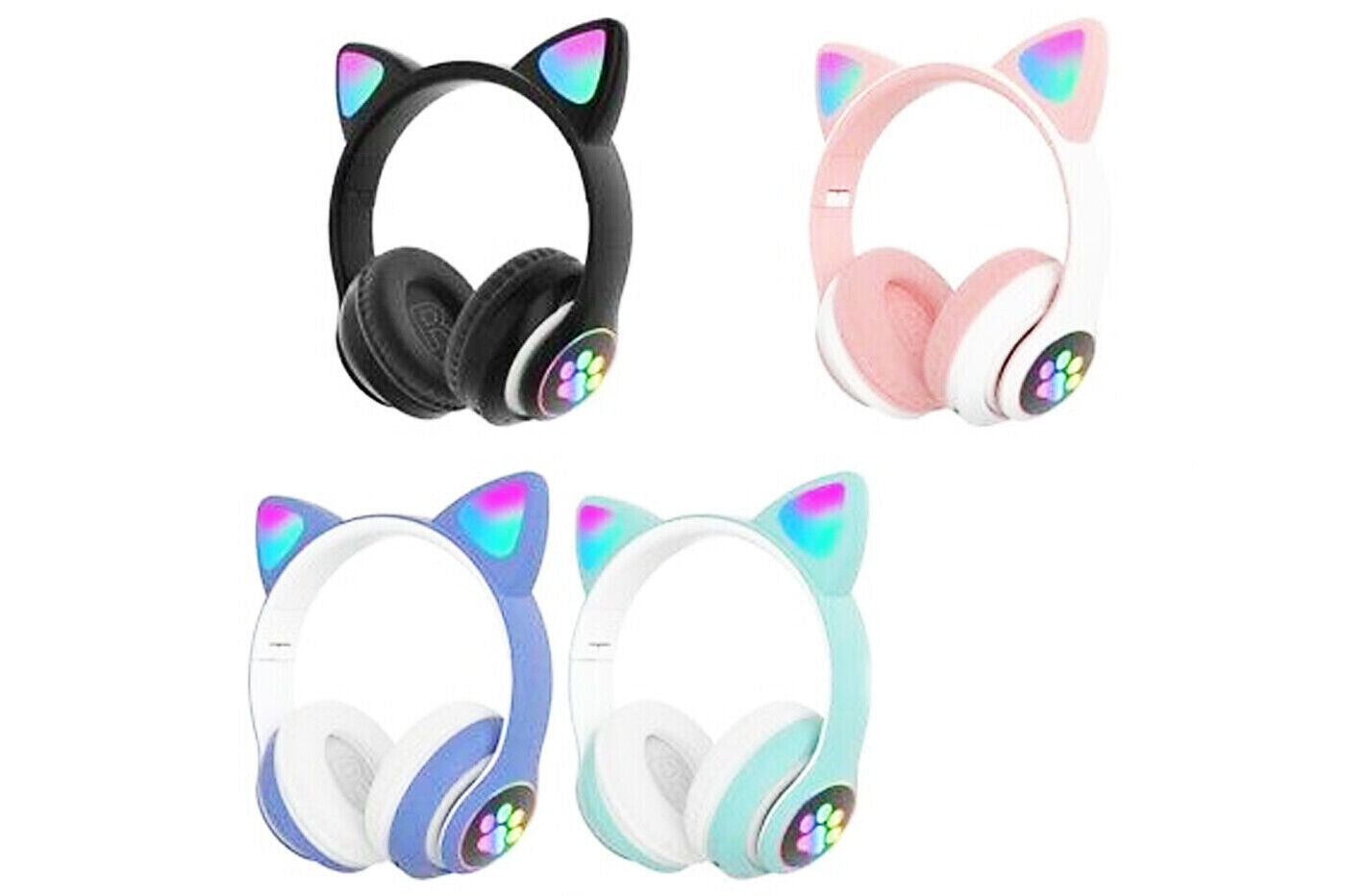 Cuffie Bambina Gatto Wireless Ricaricabile USB Pieghevole Luci Led VZV-23M