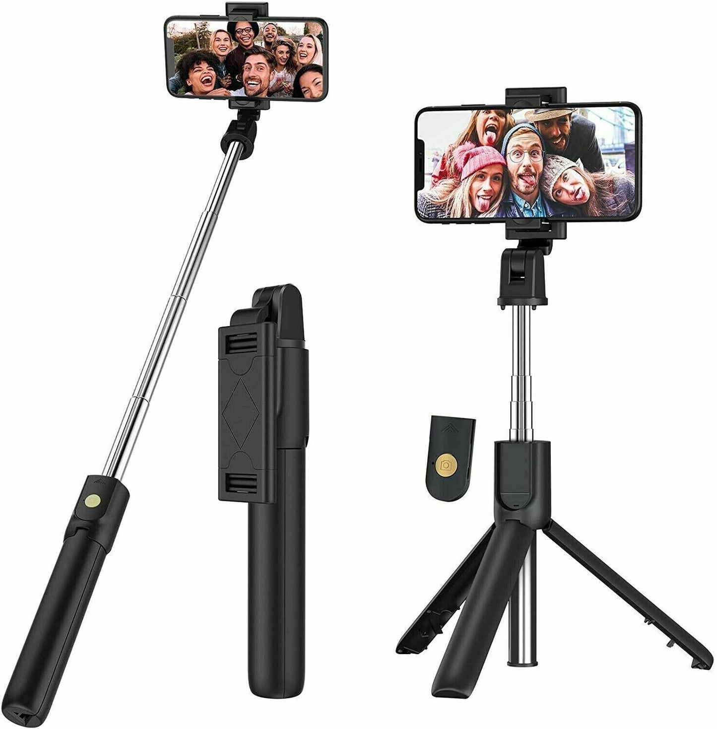 BASTONE SELFIE CON TREPPIEDI BLUETOOTH ALLUGABILE MAX 101CM 3 IN 1 SELFIE STICK