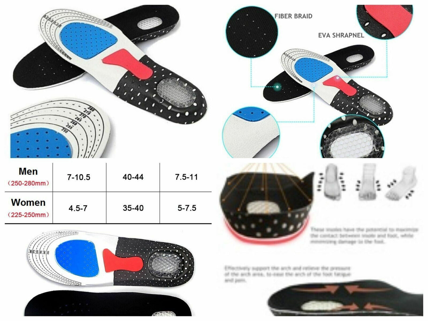 2 PAIA SOLETTE PLANTARE IN GEL SILICONE ORTOPEDICHE IDEALE PER LO SPORT UNISEX