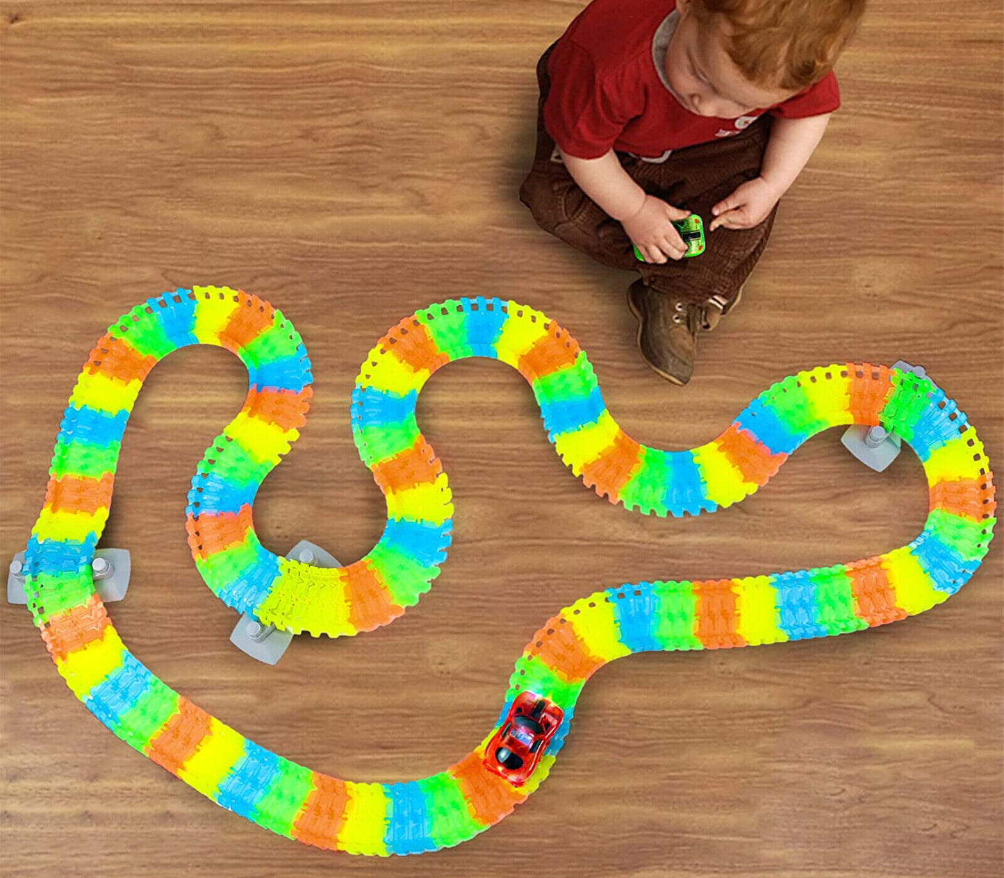 Pista Macchinine Luminosa Giocattolo Bambini Pista Flessibile Fluorescente 200PZ