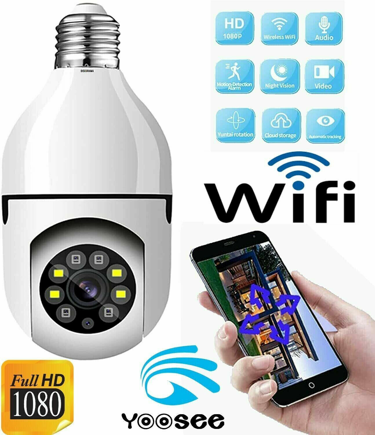 TELECAMERA IP CAM PTZ WIFI CAMERA DOME WIRELESS SPEED ZOOM YOOSEE LAMPADINA E27