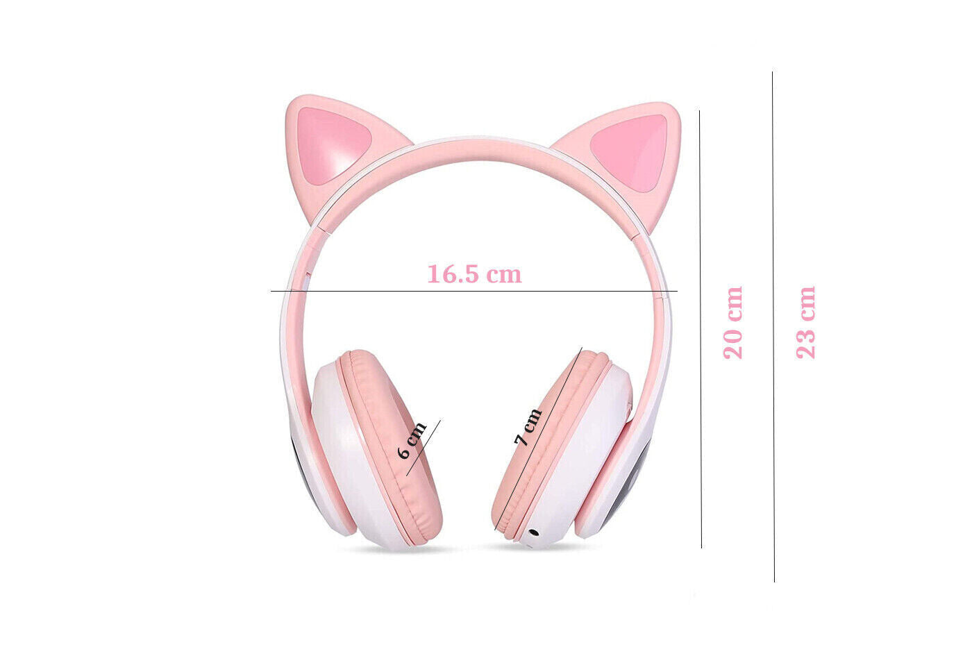 Cuffie Bambina Gatto Wireless Ricaricabile USB Pieghevole Luci Led VZV-23M