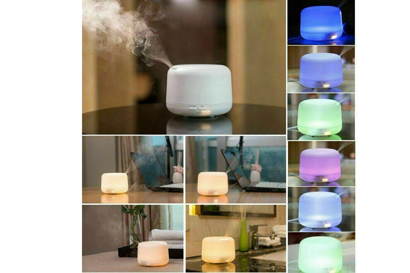 Aromaterapia ultrasuoni luce led vari colori 300ml diffusore aromi