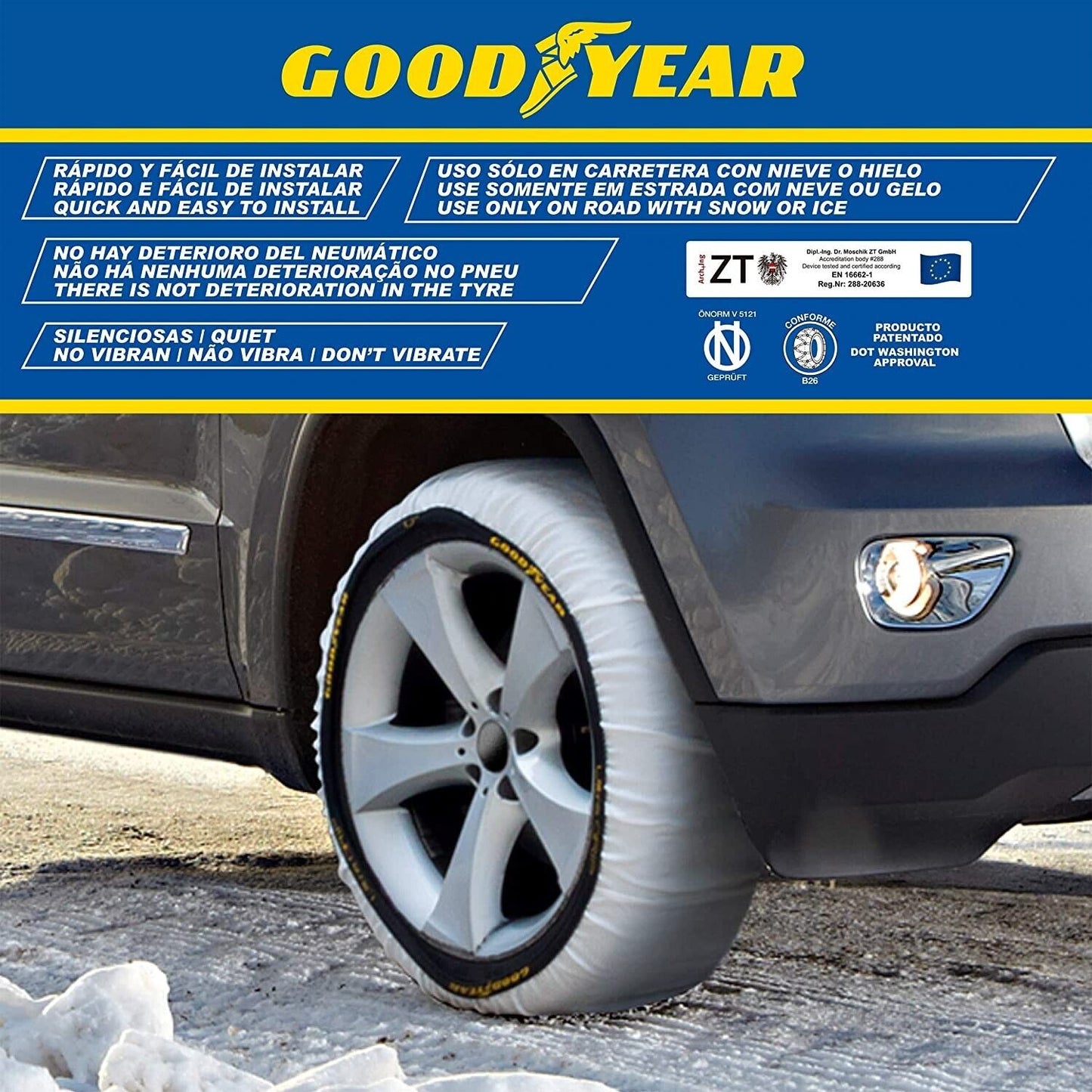 Goodyear GOD8015 Ultra Grip Textil-Schneeketten, XL, 2er-Set, GRÖSSE XL