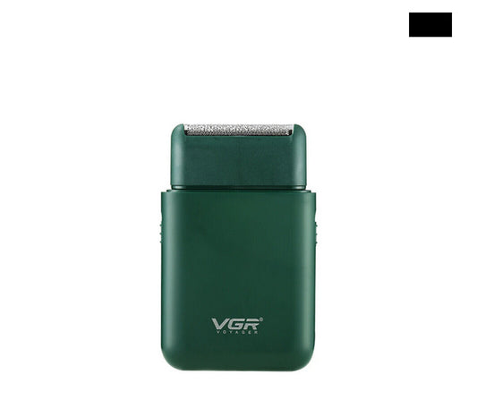 Rasoio Elettrico Barba Uomo Portatile Ricaricabile Sottile Verde Nero VGR V-390