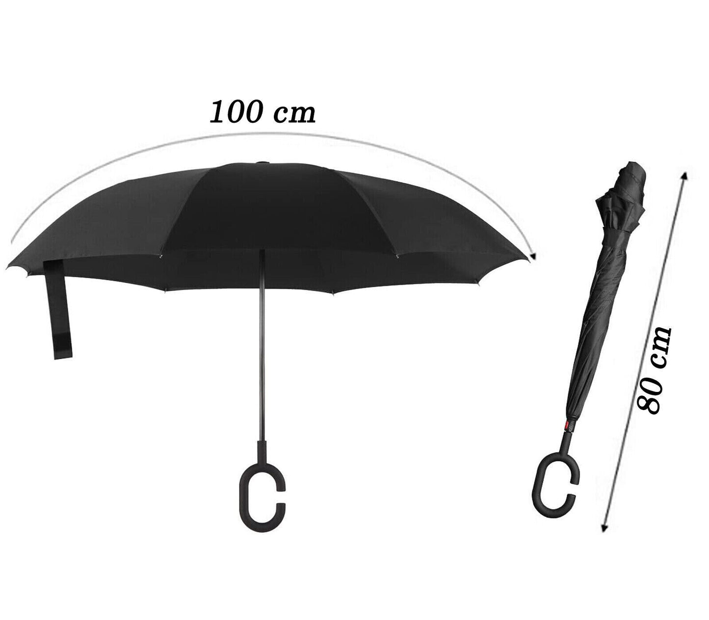 Ombrello Inverso Reversibile Antivento Pioggia Apertura al Contrario Grande