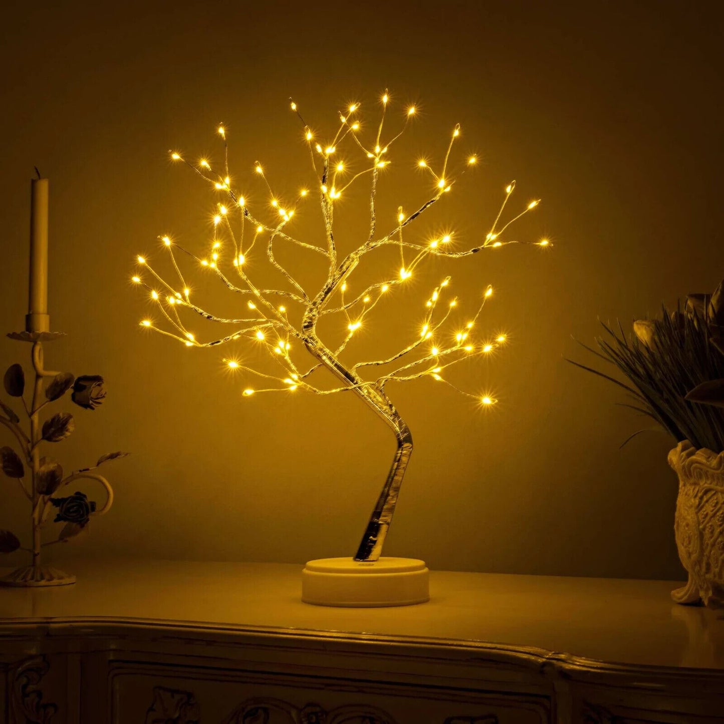 LED Albero Bonsai Lampada Da Tavolo Operata a Batteria E USB Alimentatore Plug-I