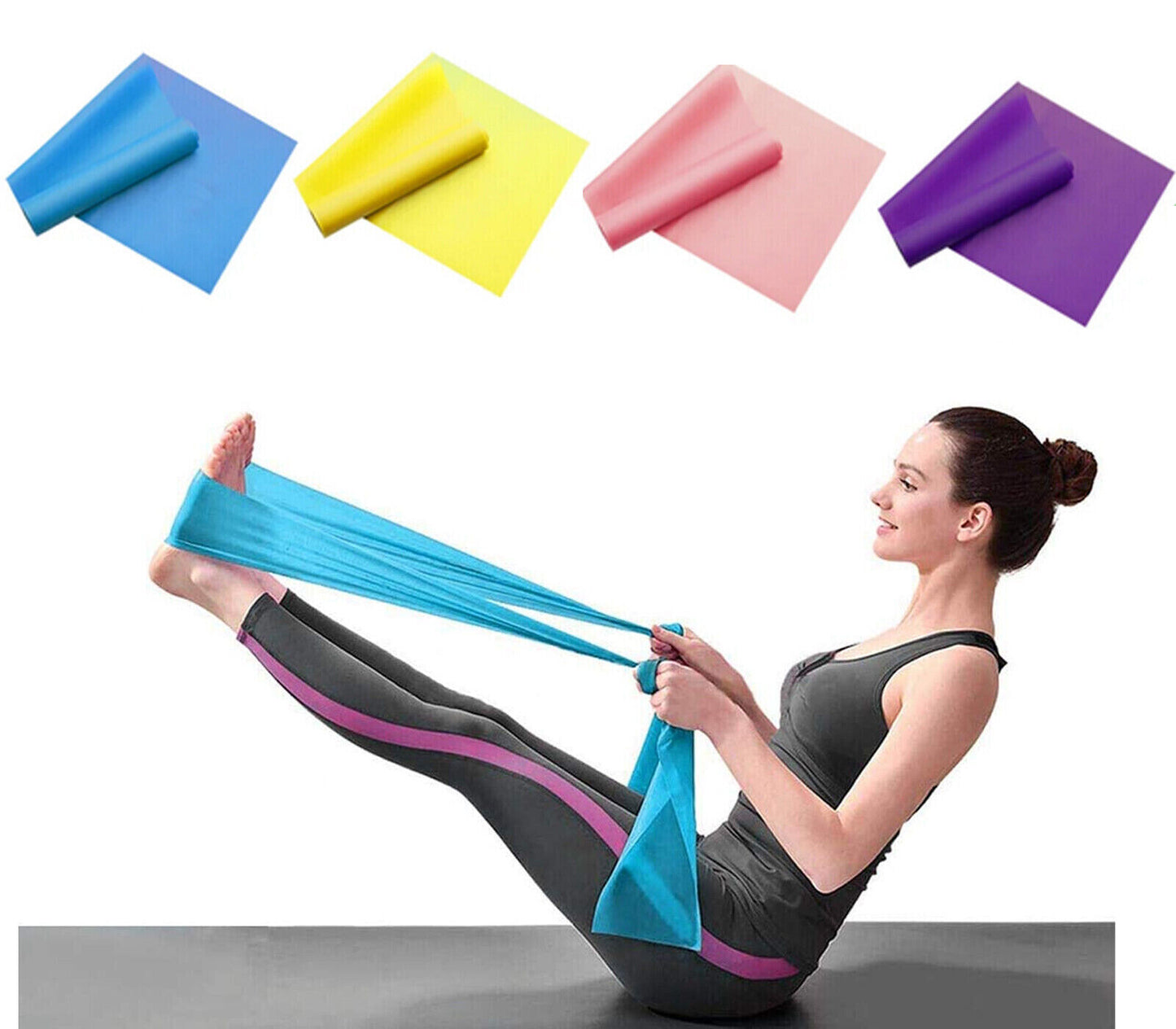 Fitness-Elastikband, Widerstandsband, Yoga, Pilates, Stretching, Fitnessstudio, 150 x 15 cm 