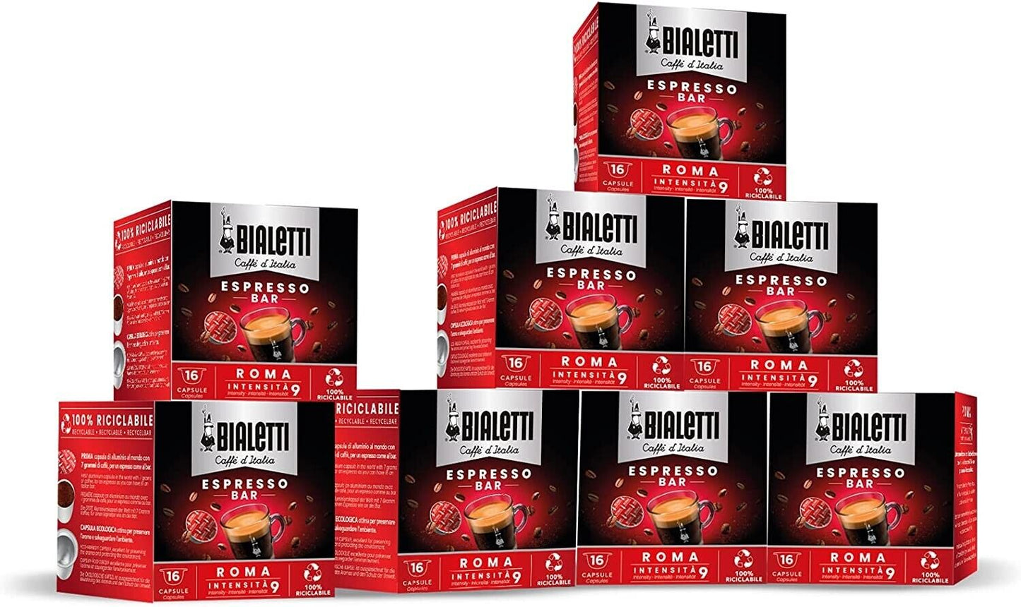 Caffè D'Italia, Multipack 128 Capsule, 8 Box Da 16 Capsule, Roma, Intensità 9