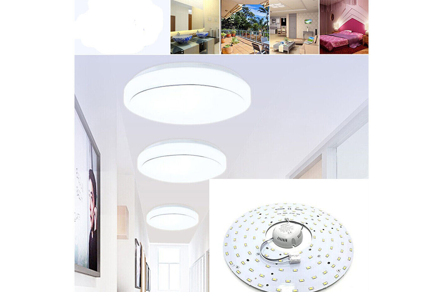 Corona led smd 56W sostituzione plafoniera neon ricambio circolare luce fredda