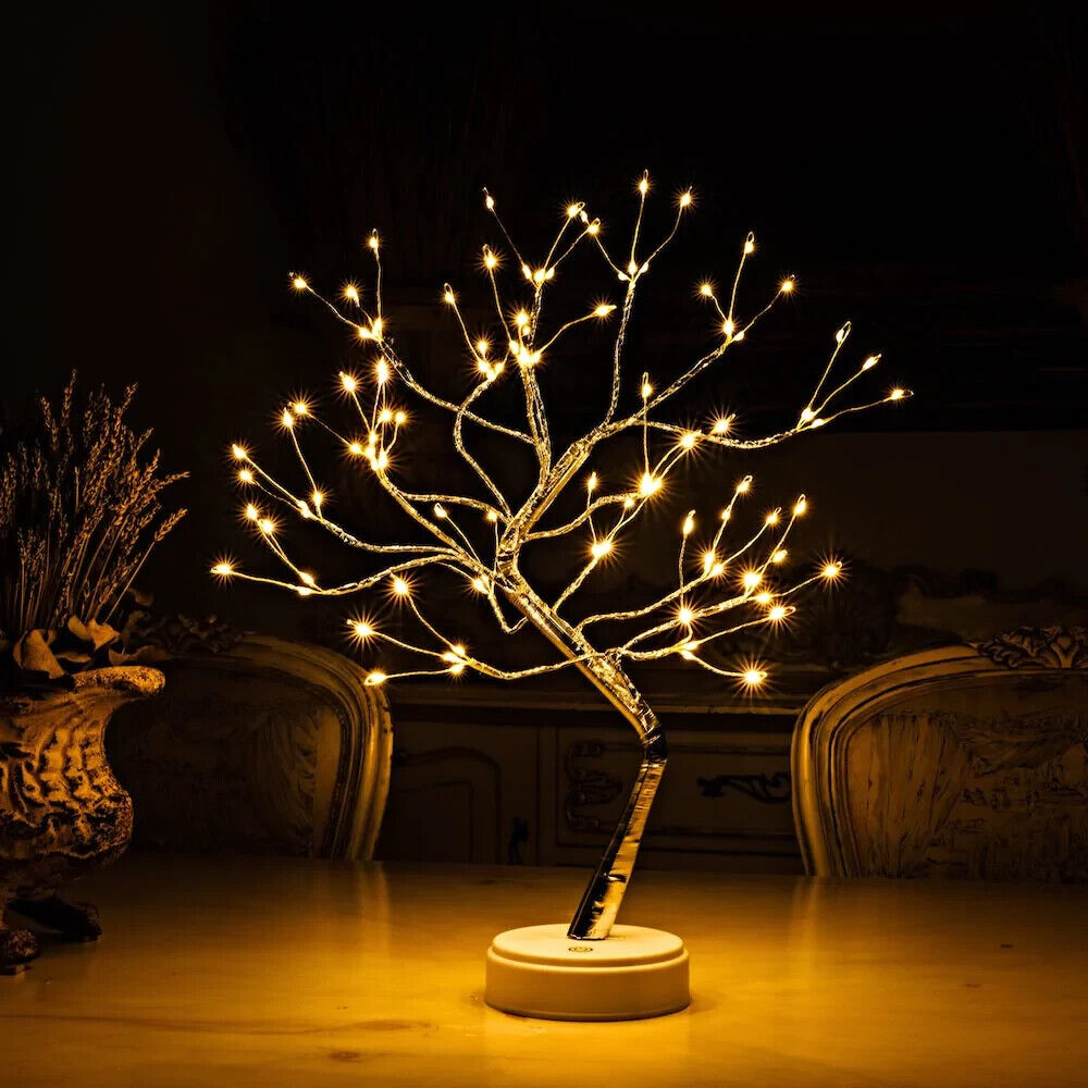 LED Albero Bonsai Lampada Da Tavolo Operata a Batteria E USB Alimentatore Plug-I