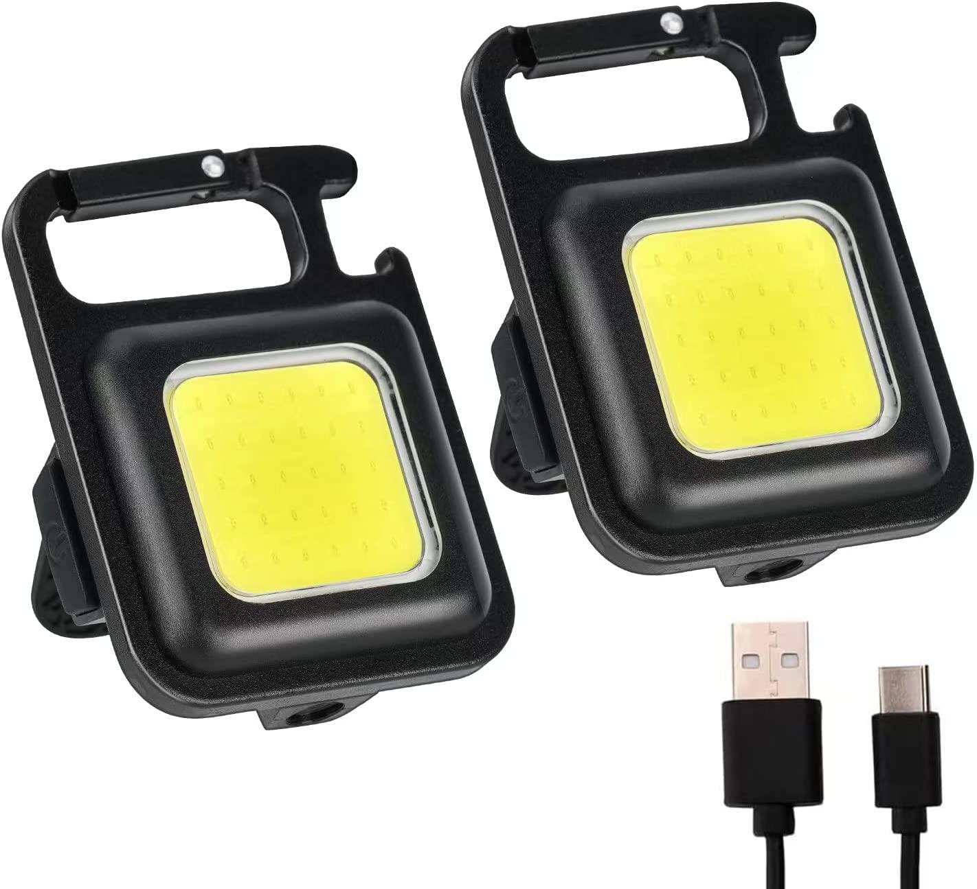 2 MINI TORCIA RICARICABILE LED PORTACHIAVI 3 MODALITA'