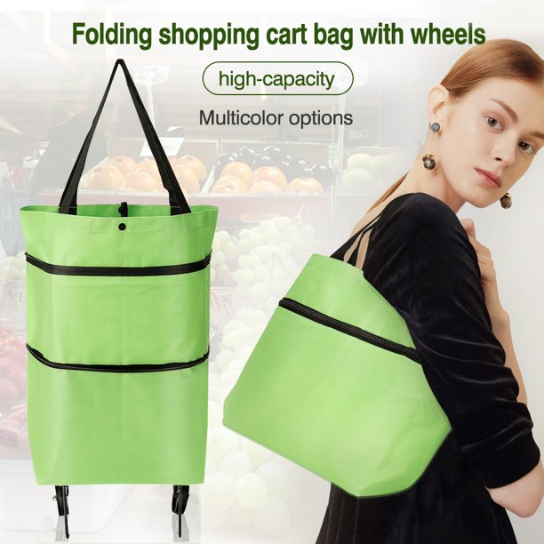 Borsa Shopping  pieghevole 2 in 1 con ruote, borsa telescopica multifunzione