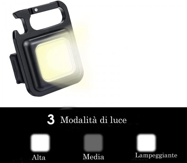 MINI OPLAADBARE LED SLEUTELHANGER ZAKLAMP 3 MODI