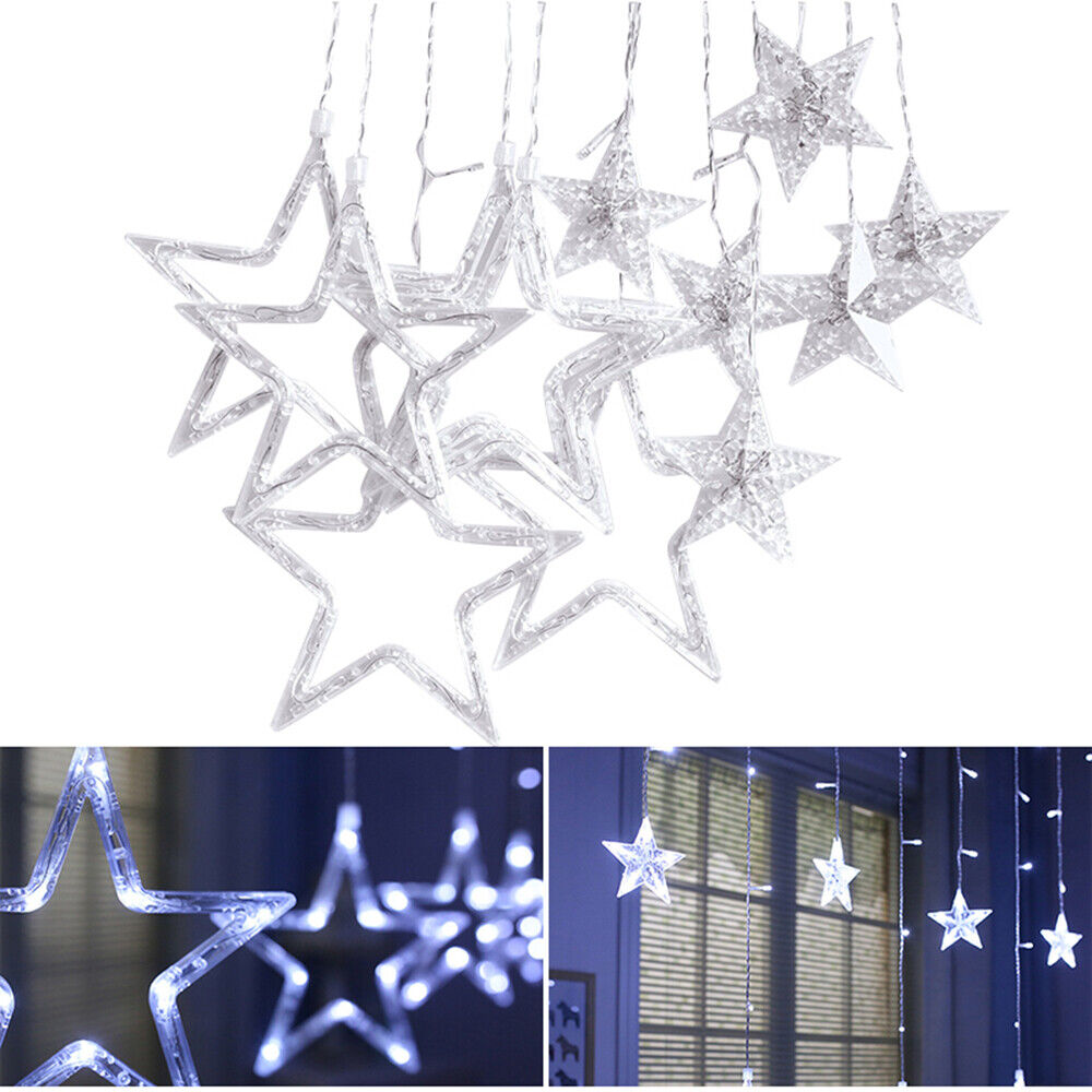 CATENA LUMINOSA STELLA LUCE BIANCO CALDO STELLE LUCI LED NATALE FESTE ADDOBBI