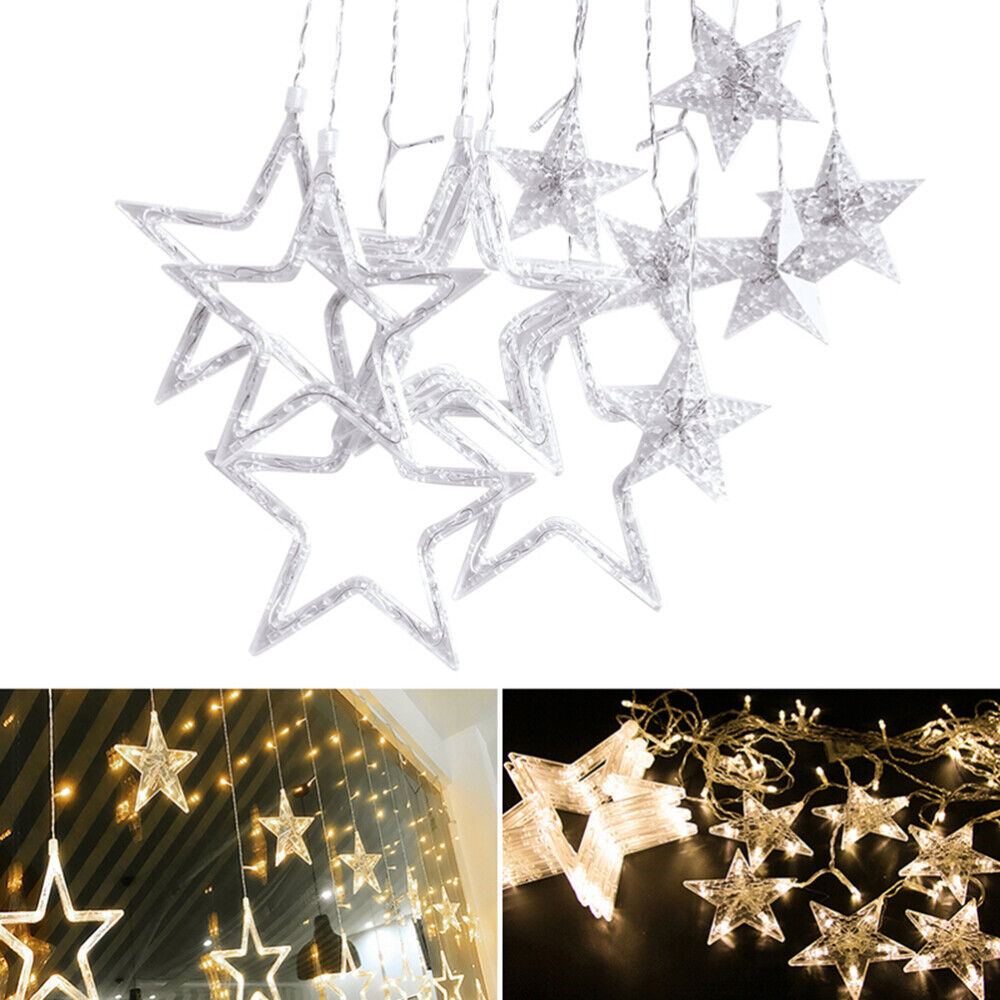 CATENA LUMINOSA STELLA LUCE BIANCO CALDO STELLE LUCI LED NATALE FESTE ADDOBBI